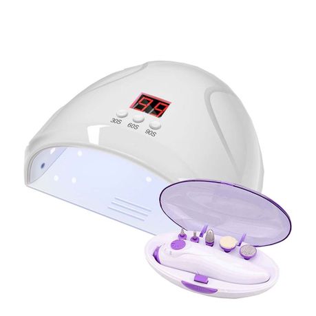 2-in-1 LED Nail Dryer & Electric Nail Kit – Manicure Lamp with 5 Attachment Heads