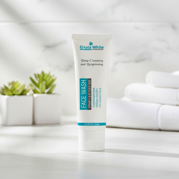 Gluta White Face Wash | Deep Cleansing & Brightening with Vitamin C & Glycolic Acid – Detox & Radiant Glow (100g)