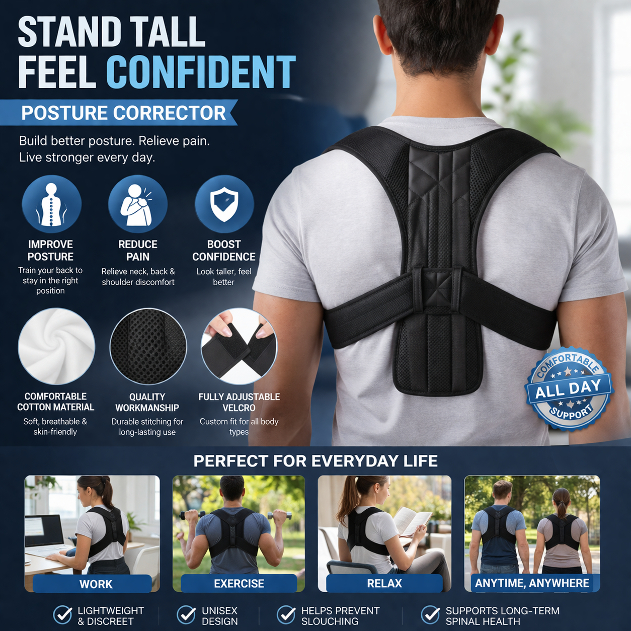 Women’s Posture Corrector & Compression Vest – Adjustable Back Support, Waist Trainer & Muscle Memory Shaper for Better Posture, Pain Relief & Daily Comfort