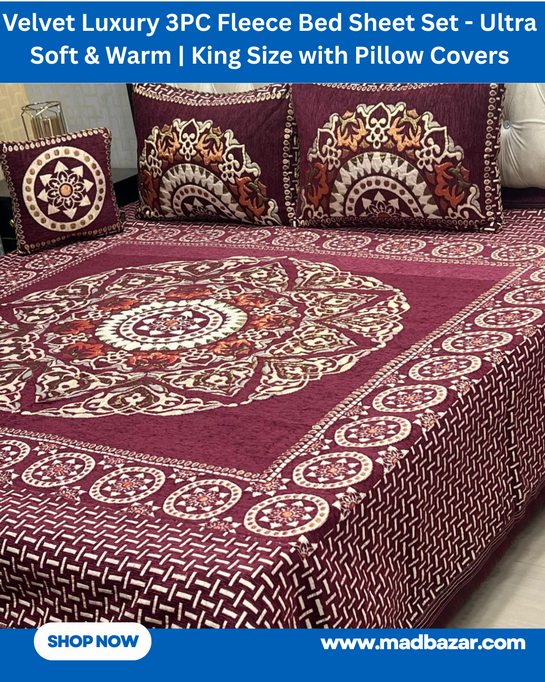 Red & White Velvet Luxury 3PC Fleece Bed Sheet Set – Ultra Soft Fleece