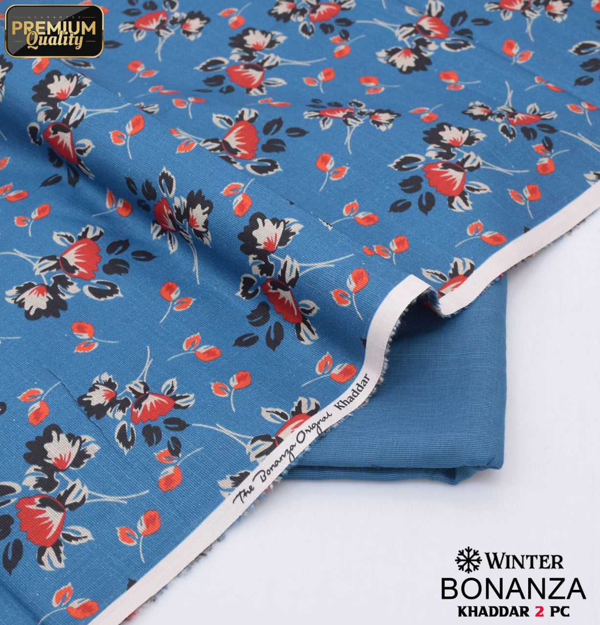 Blue with floral pattern , 2pcs khaddar collection | Bonanza