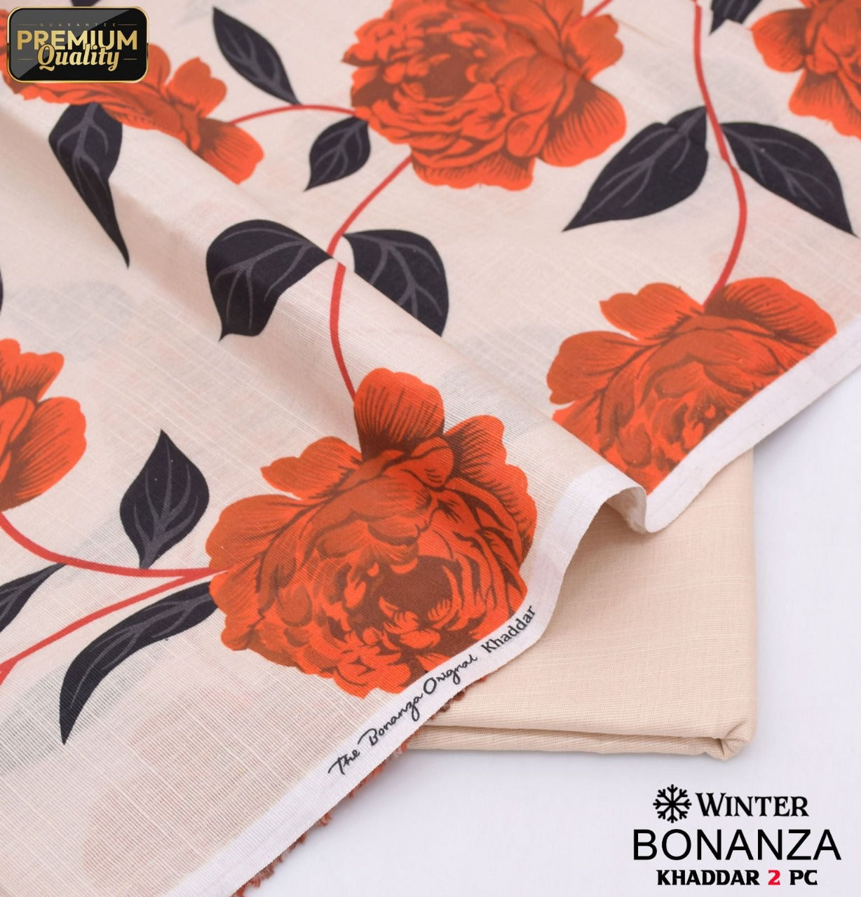 Bonanza | Khaddar 2pcs | Skin with broad orange flowers