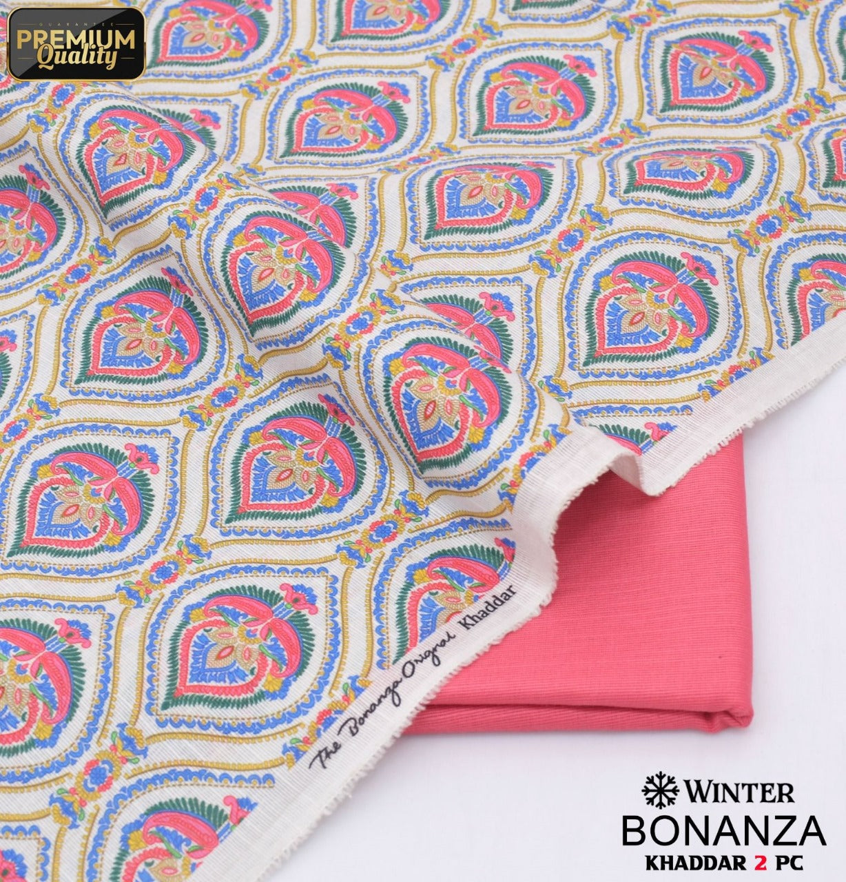 Pastel pink with eccentric pattern | Bonanza khaddar 2 pcs suit