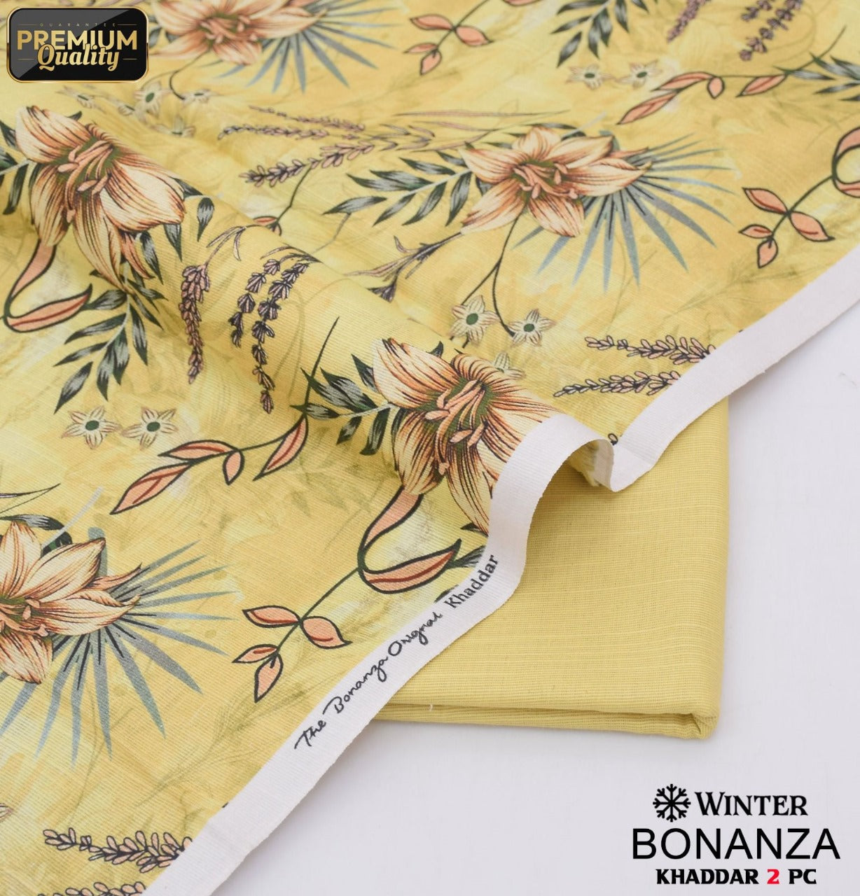 Yellow with flowers | Bonanza's khaddar 2 pcs