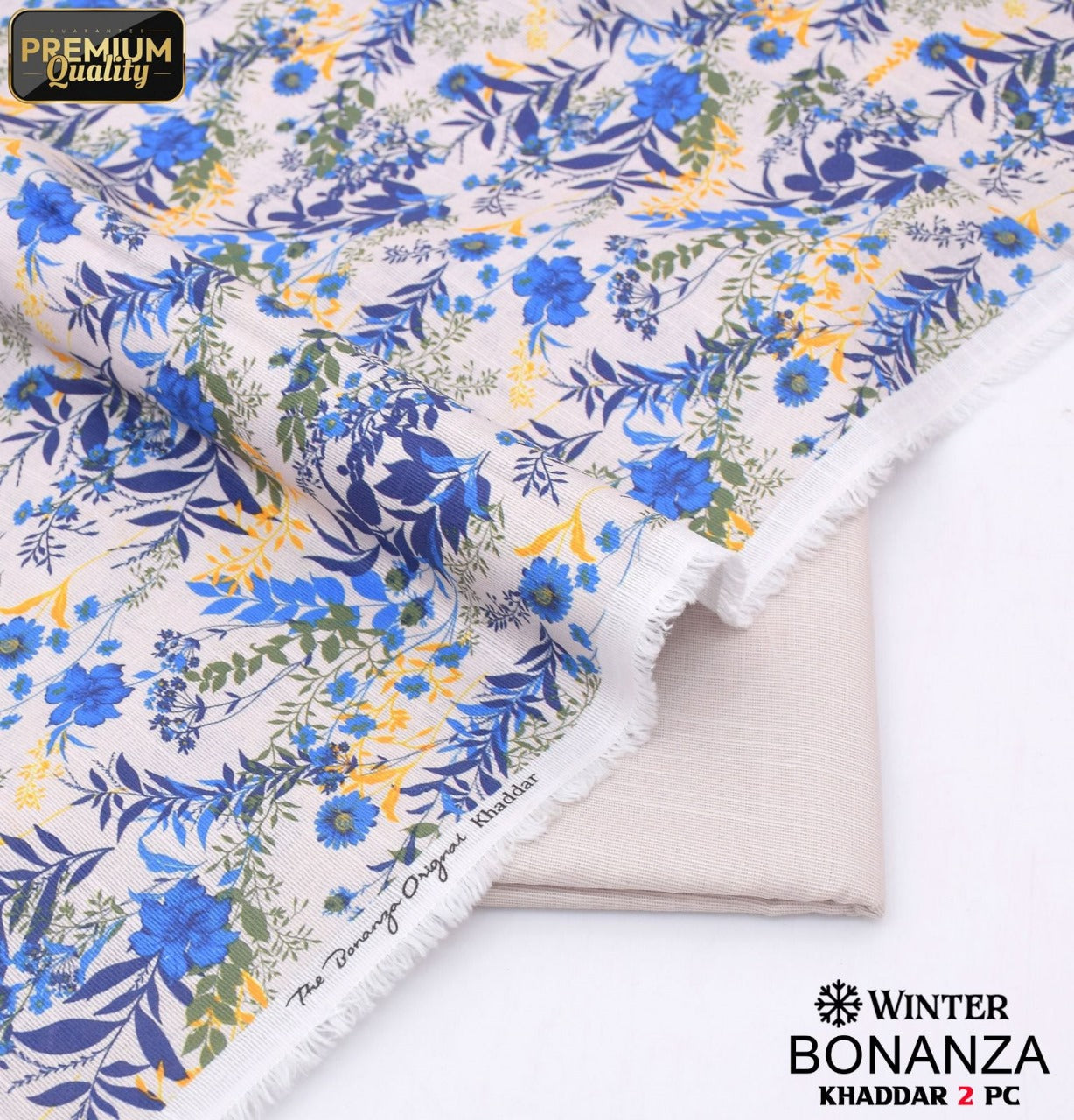 Bonanza khaddar's collection 2pcs, Pale with blue flowers