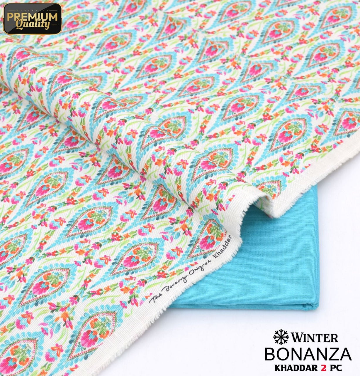 Azure/skyblue | Eccentric pattern | Bonanza | Khaddar 2pcs winter collection
