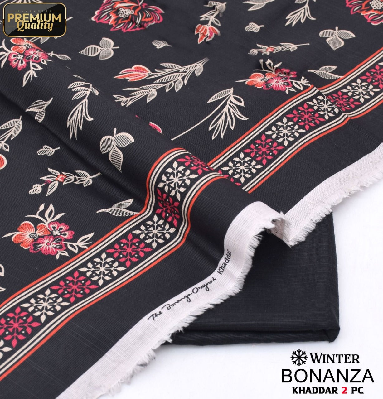 Black floral print -Bonanza 2pcs khaddar winter collection