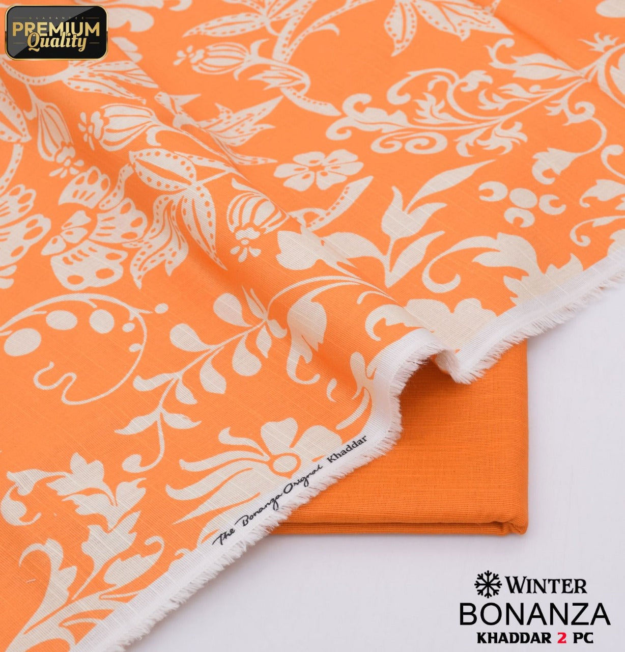 Orange with white floral pattern | 2pcs Khaddar Bonanza's collection