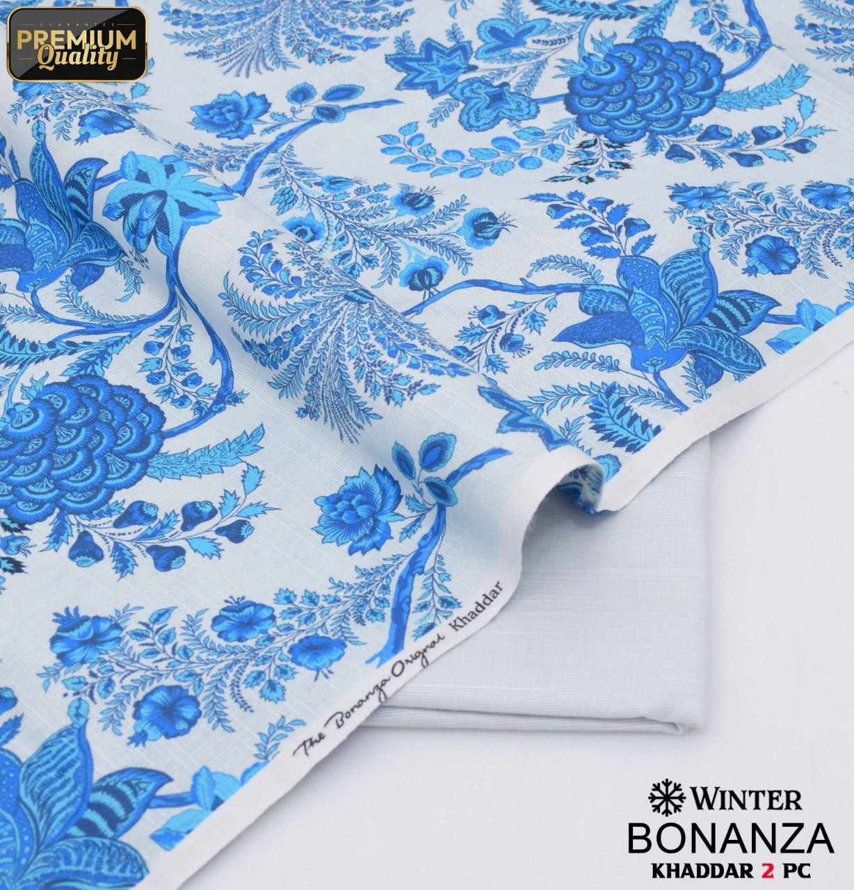 Winter collection | Bonanza's khaddar 2pcs suit | White and blue