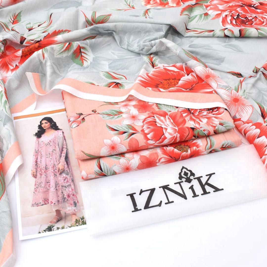Iznik 3pcs khaddar collection | light pink
