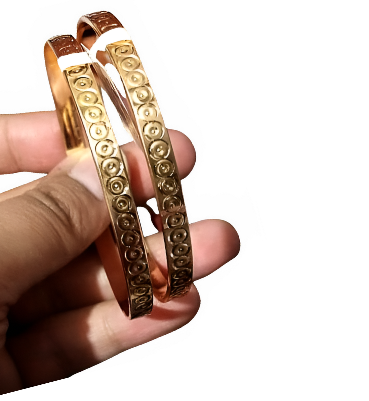 Gold Dotted Circle Bangle Bracelet | Elegant Kara for Women & Girls | Fashion Jewelry