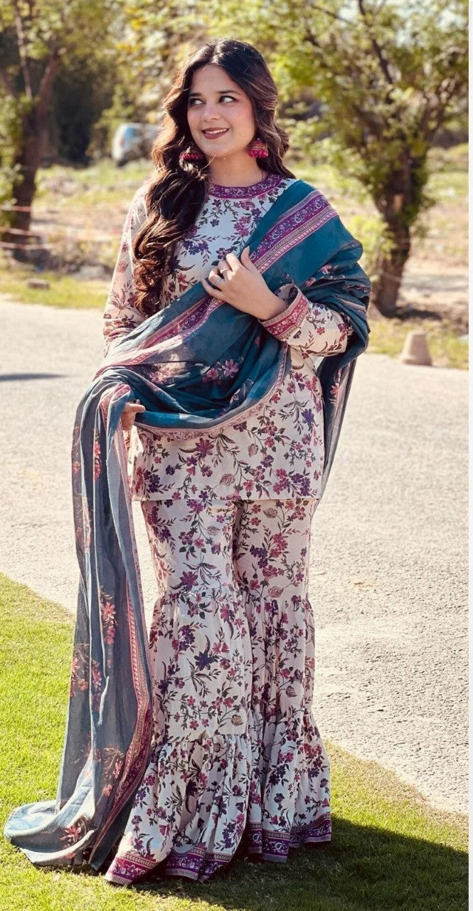 White 3-Piece Khaddar Suit – Bin Saeed | Winter Luxe Collection