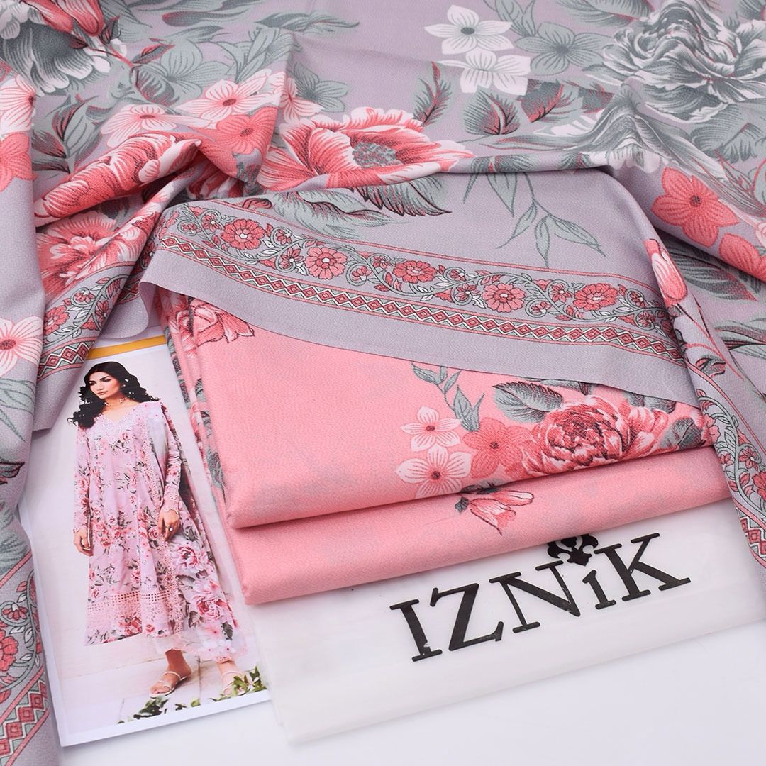 Light pink IZNiK Dhanak 3-Piece Suit | Winter Collection
