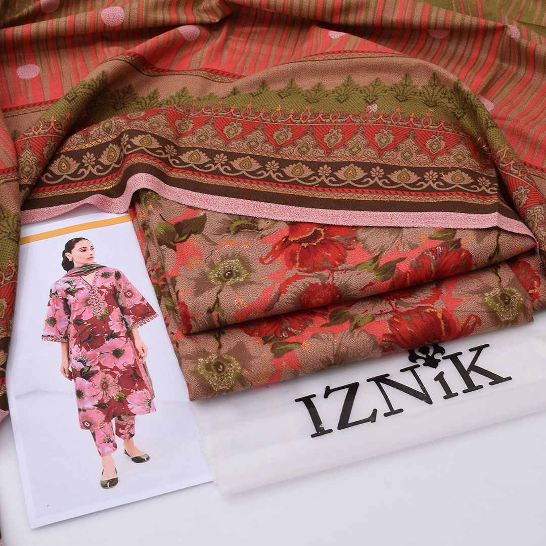 Light pink IZNiK Dhanak 3-Piece Suit | Winter Collection