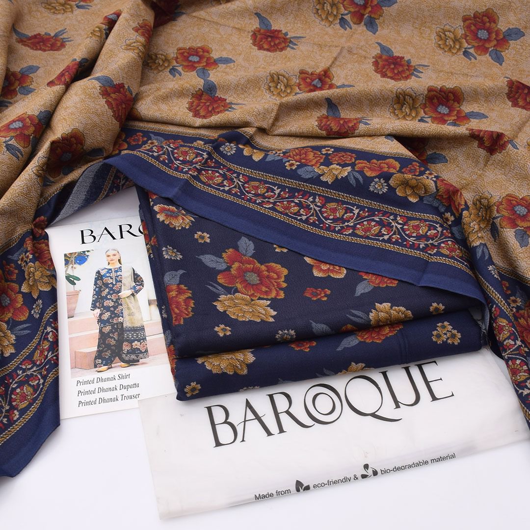 Dark Blue BAROQUE Dhanak 3-Piece Suit – Winter Collection