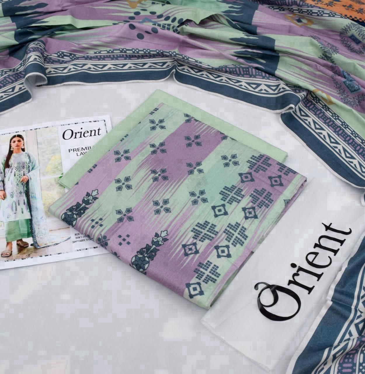 SEA GREEN Orient 3-Piece Digital Printed Suit – Timeless Elegance