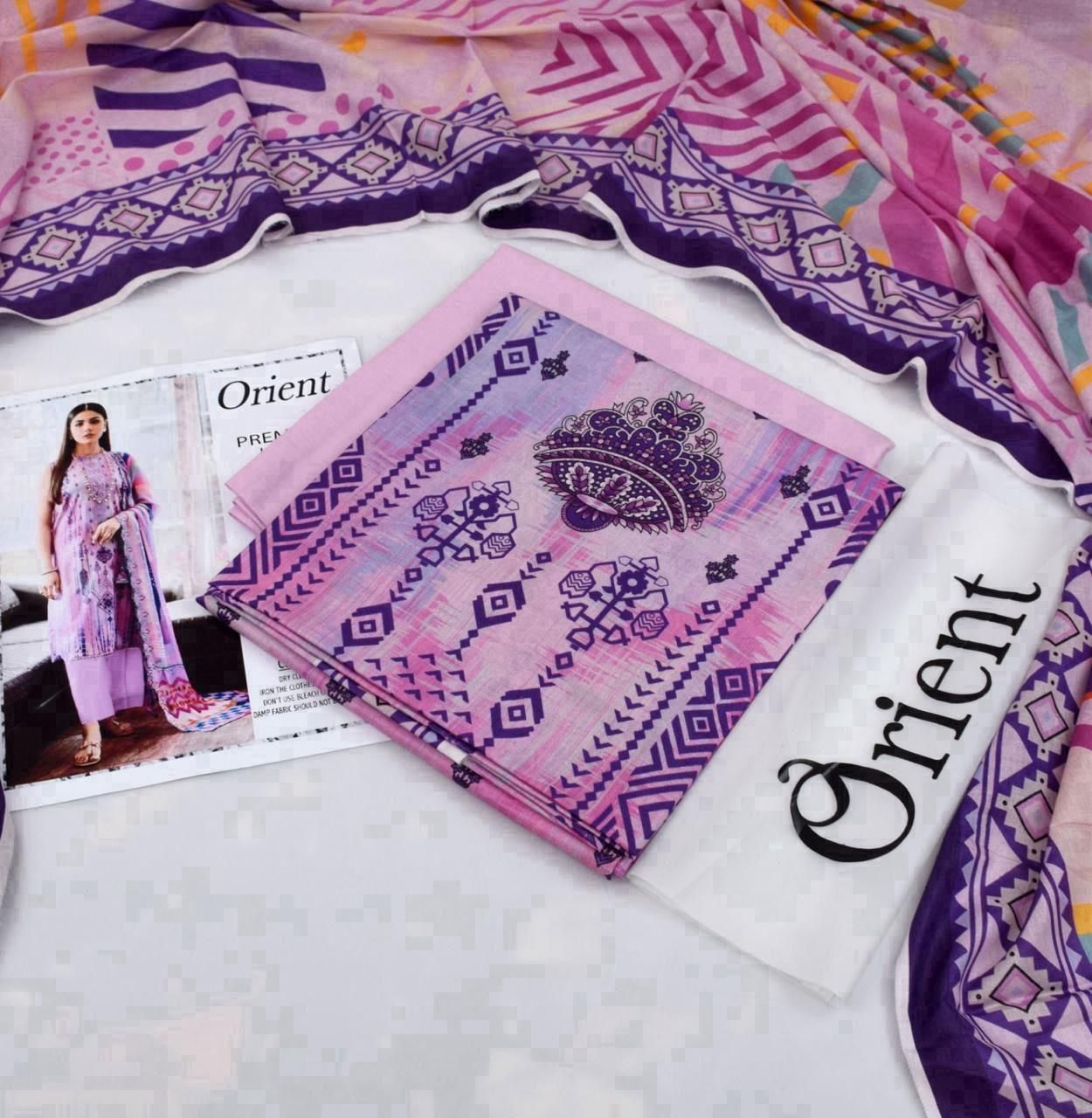 Lilac Orient 3-Piece Digital Printed Suit – Timeless Elegance
