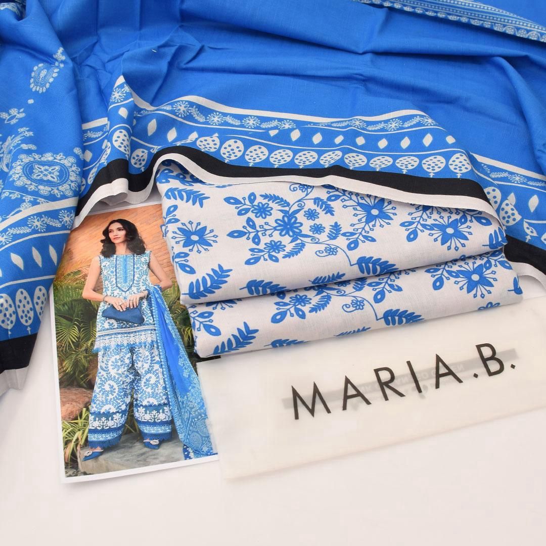 Khaddar 3pcs suit | Maria.B | Blue & white