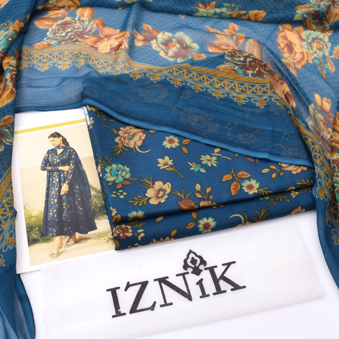 Zinc color Iznik Premium Lawn Suit 3pc