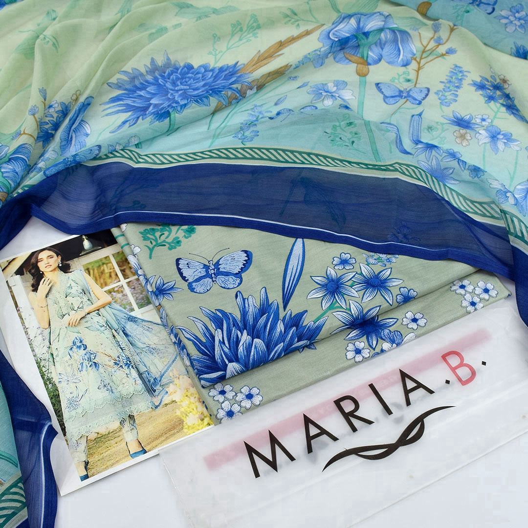 Light blue Premium Lawn Suit 3pc -Maria.B
