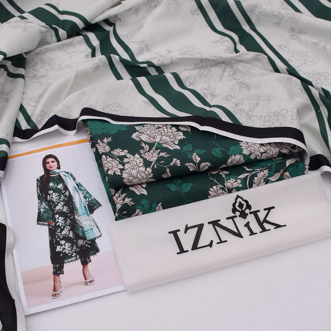deep green & ivory khaddar suit | 3 pcs collection | Iznik