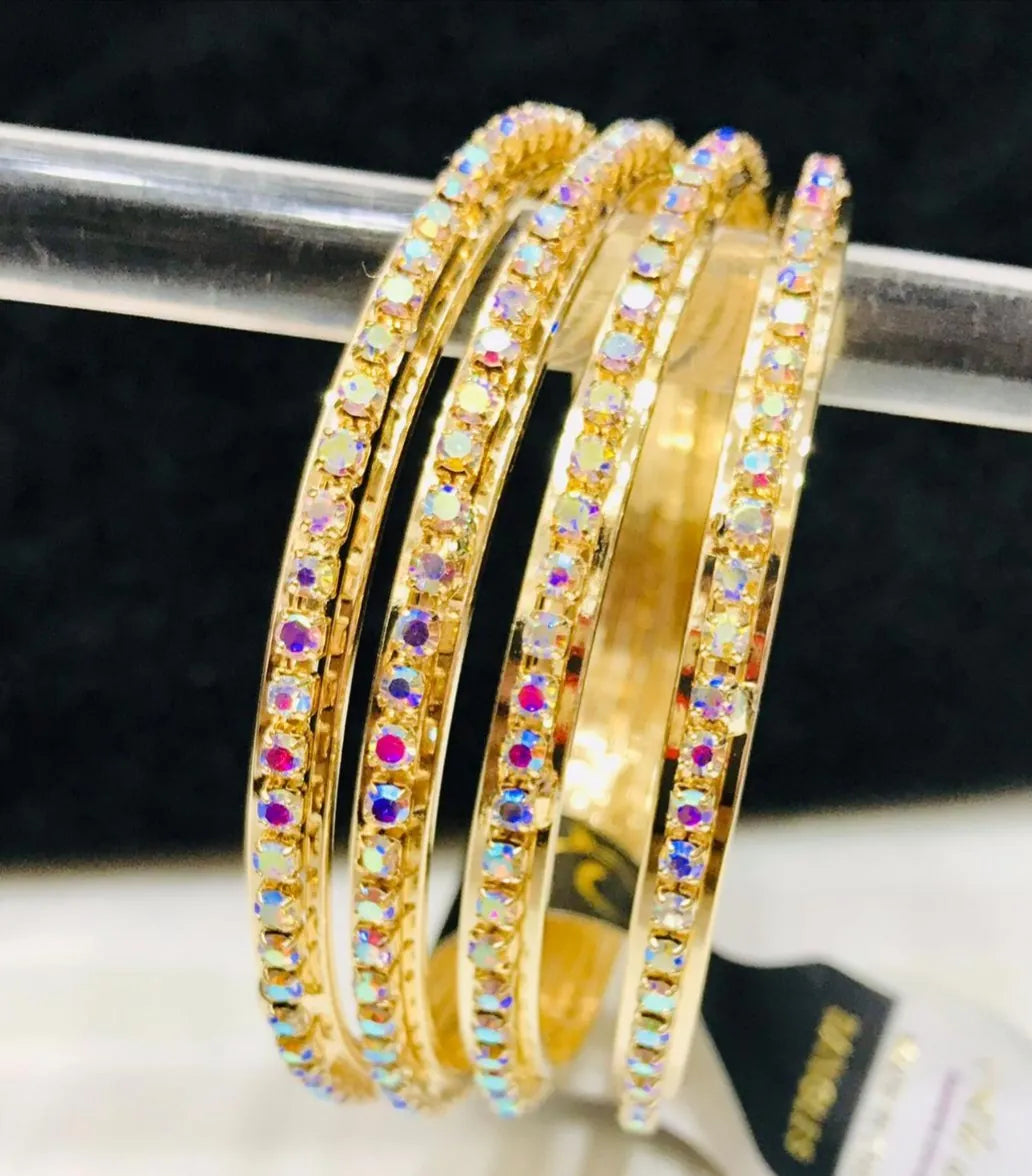 China Gold Bangles – 1 Carat with Colorful Stones