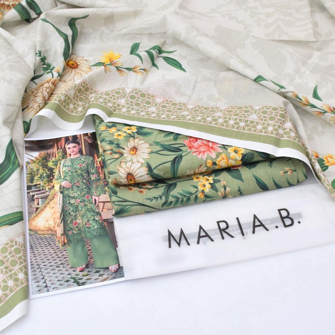 Mint green & Khaki Maria.B Khaddar 3pcs suit | winter collection