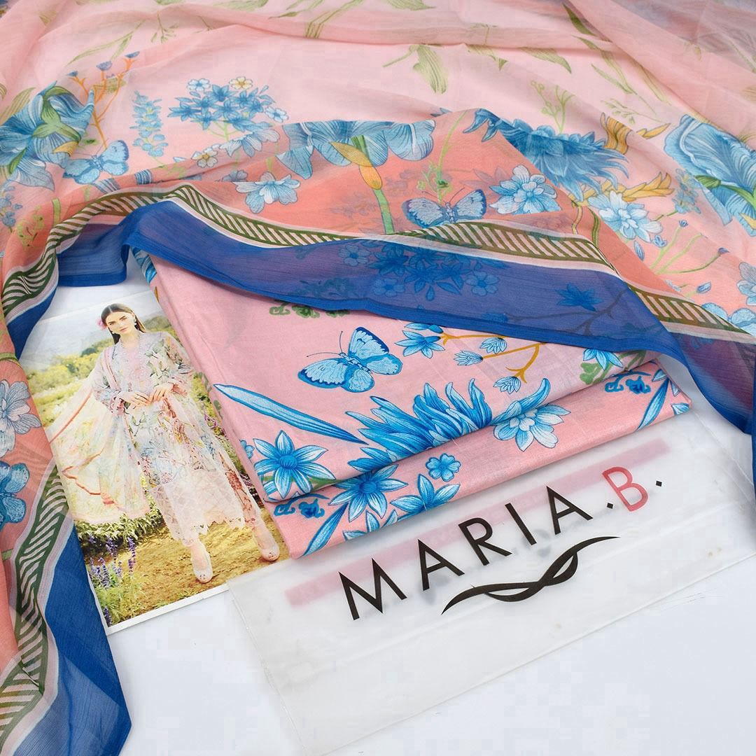 Pink stylish Premium Lawn Suit 3pc -Maria.B