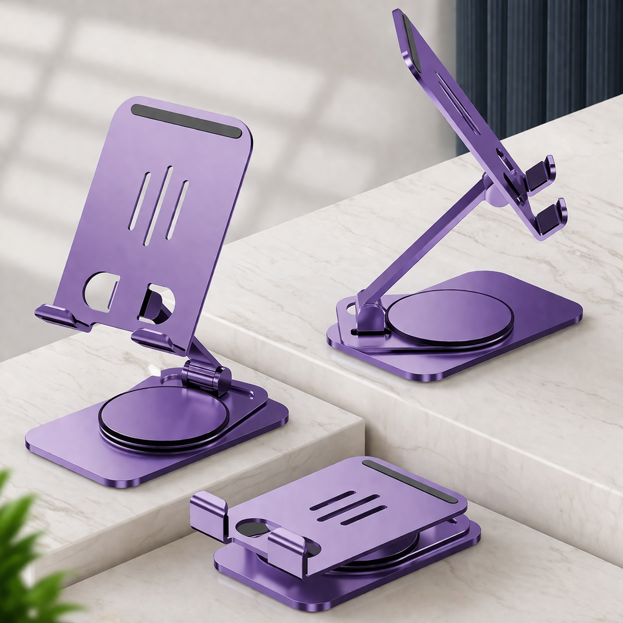 Adjustable Alloy Foldable Phone Stand – Portable Desktop Mobile Holder for Smartphones & Tablets