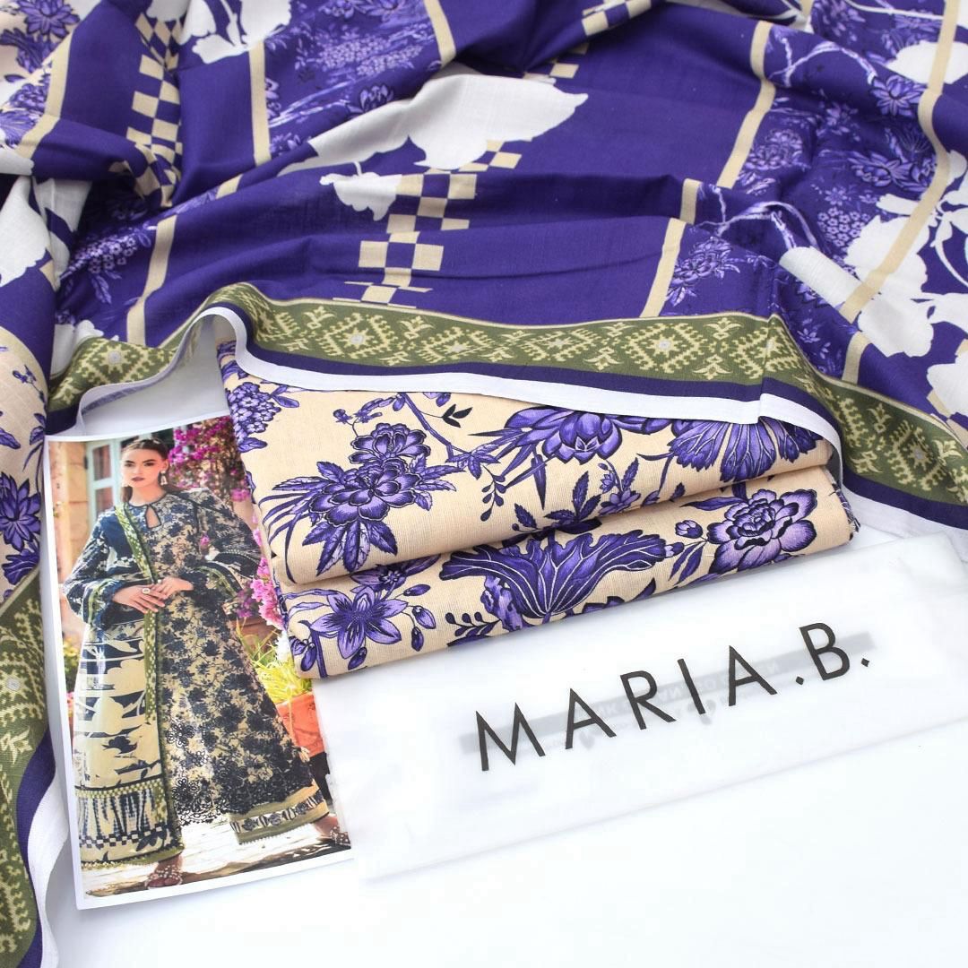 Maria.B khaddar collection | Purple & beige | 3pcs suit
