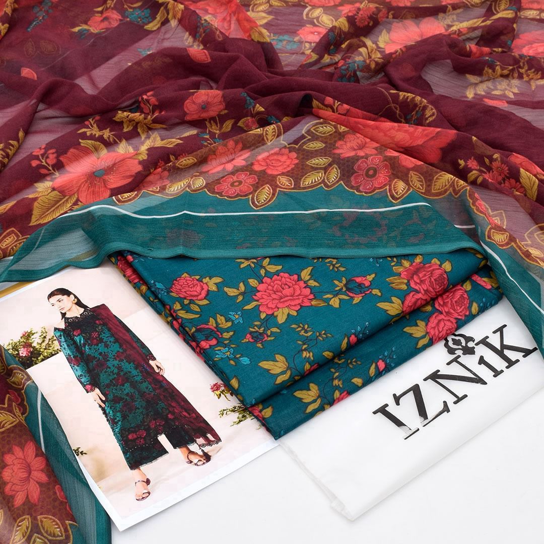 Zinc colored Premium Lawn Suit 3pc by Iznik