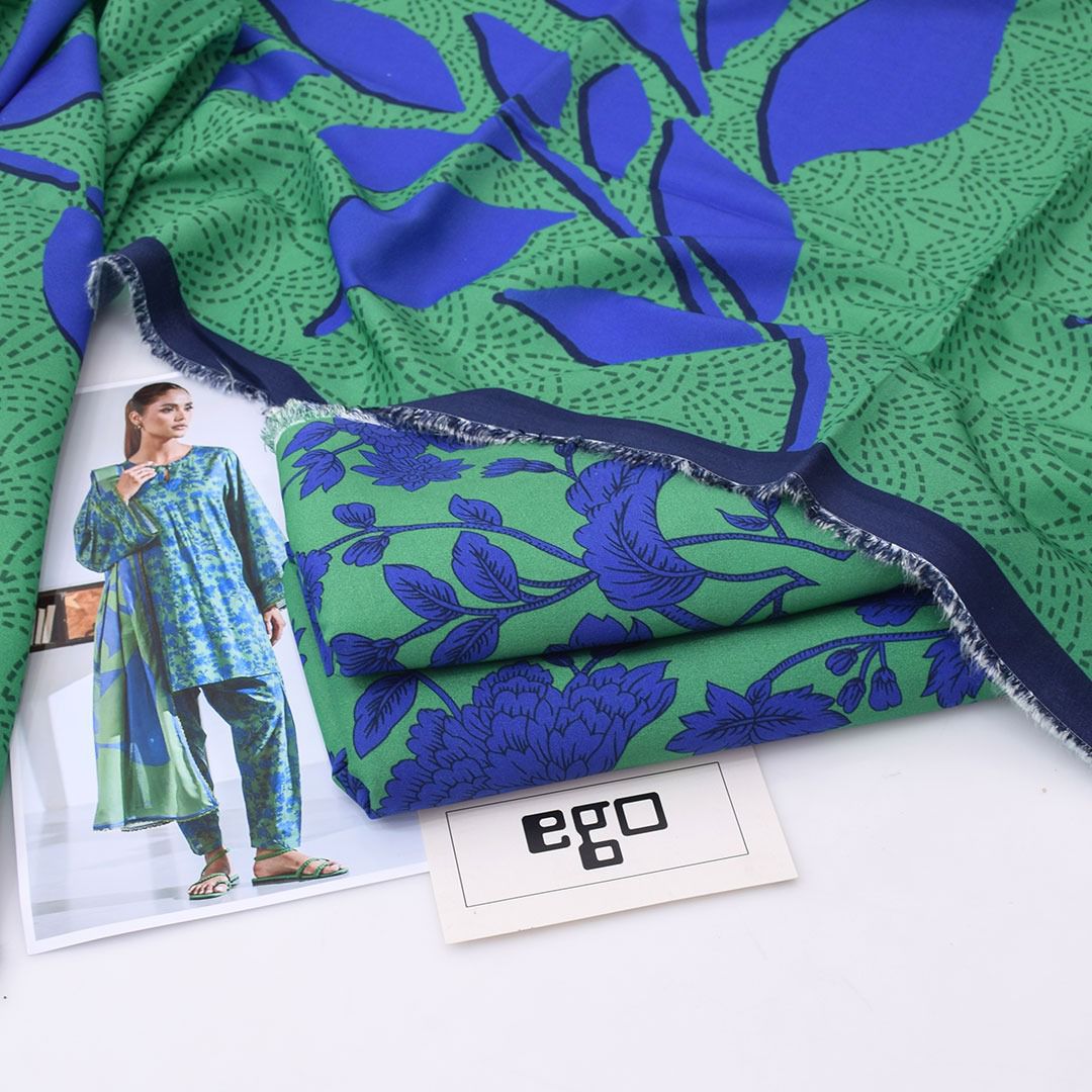 Ego Viscose 3-Piece Unstitched Suit – Blue & Green | Winter Collection 2025