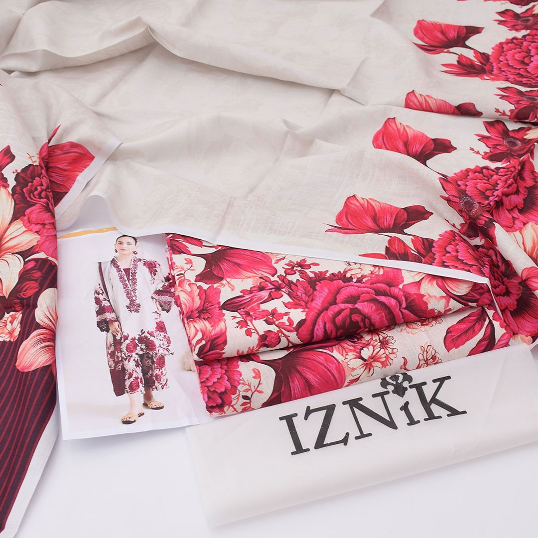 Cream with floral motifs | Iznik 3pcs khaddar collection