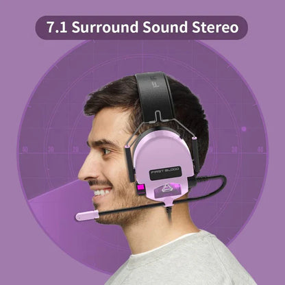 Ajazz FirstBlood H-10 Gaming Headset – 7.1 Surround Sound, RGB Lights, Noise-Cancelling Mic