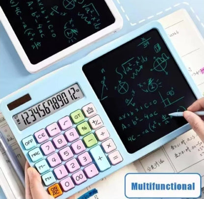 2-in-1 Calculator with LCD Writing Tablet | Dual-Function Portable Gadget for Office & School