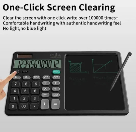 2-in-1 Calculator with LCD Writing Tablet | Dual-Function Portable Gadget for Office & School