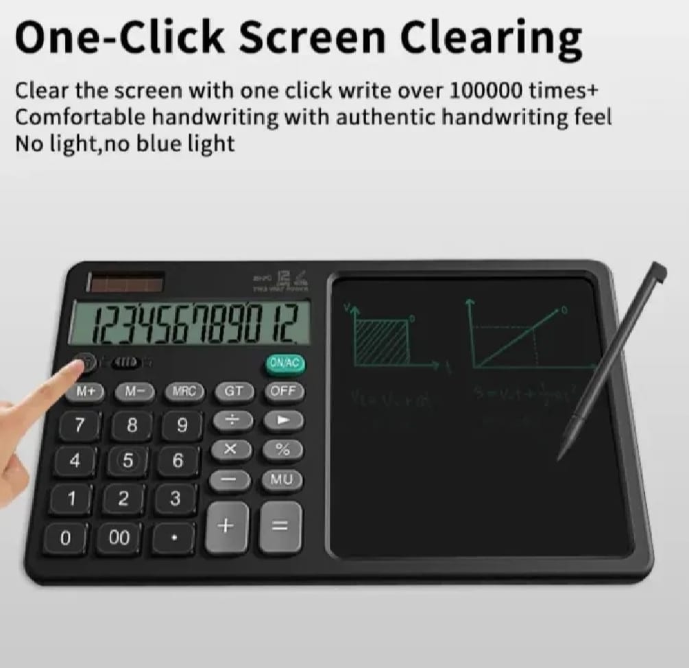 2-in-1 Calculator with LCD Writing Tablet | Dual-Function Portable Gadget for Office & School