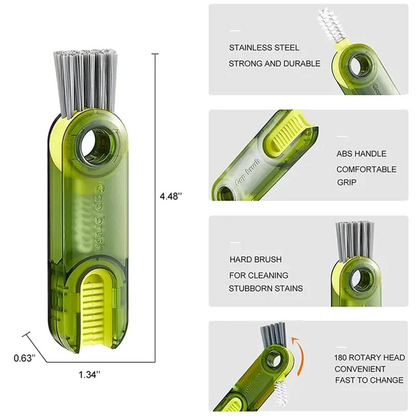 3-in-1 Silicone Cup Brush Set | U-Shaped Bottle Cleaner with Straw & Lid Scrubber | Multi-Functional Kitchen Cleaning Tool (Random Color)
