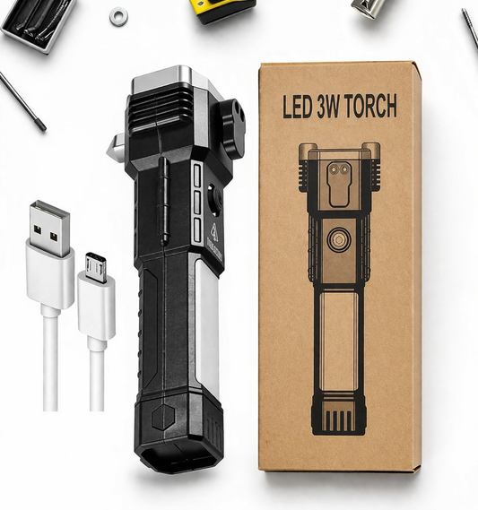 3W Ultra-Bright LED Tactical Flashlight – Long-Range Rechargeable Torch for Camping, Security & Emergency Use | Portable & Durable Design