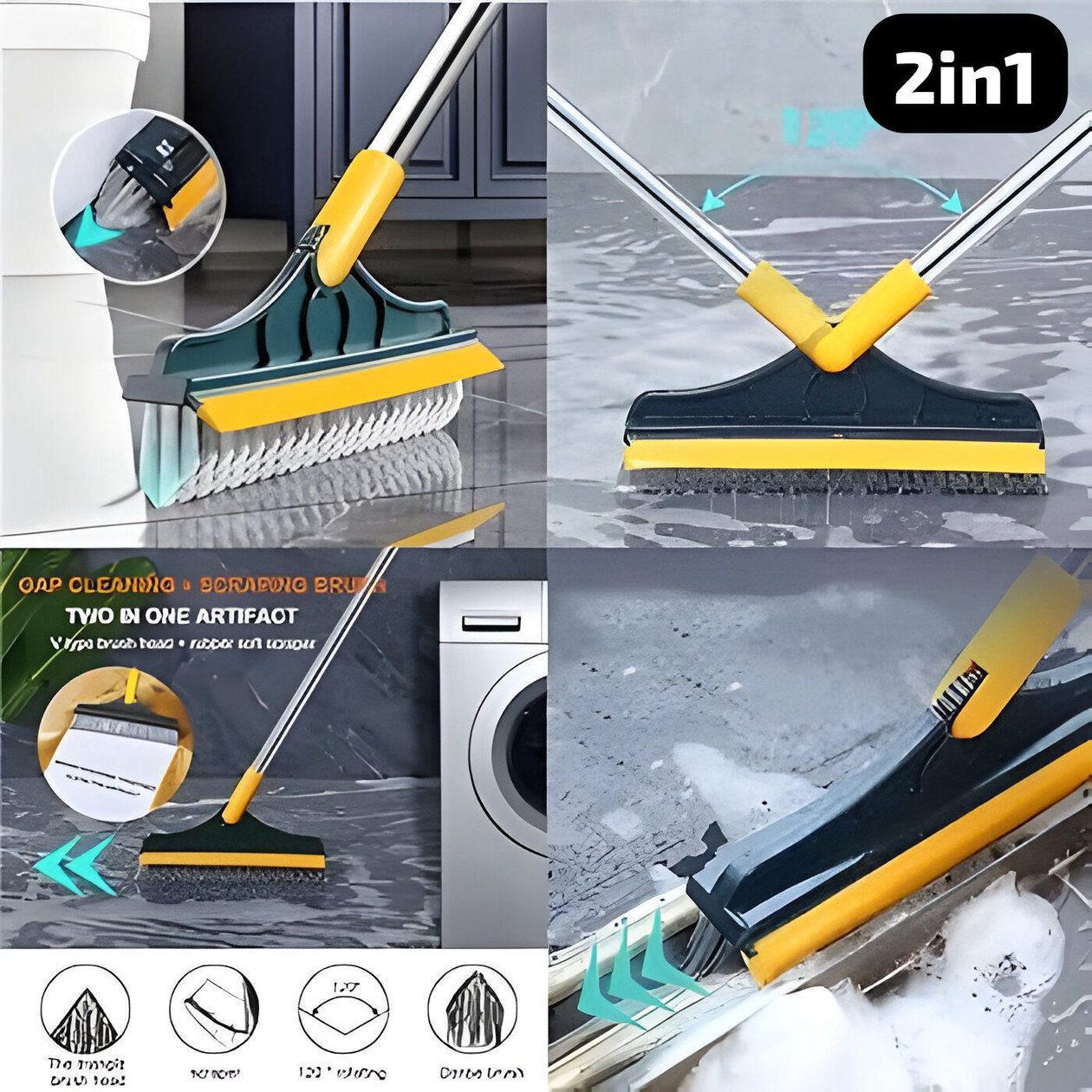Multipurpose 2-in-1 Cleaning Mop with Viper Brush & Scraper | Efficient Corner & Surface Cleaning –