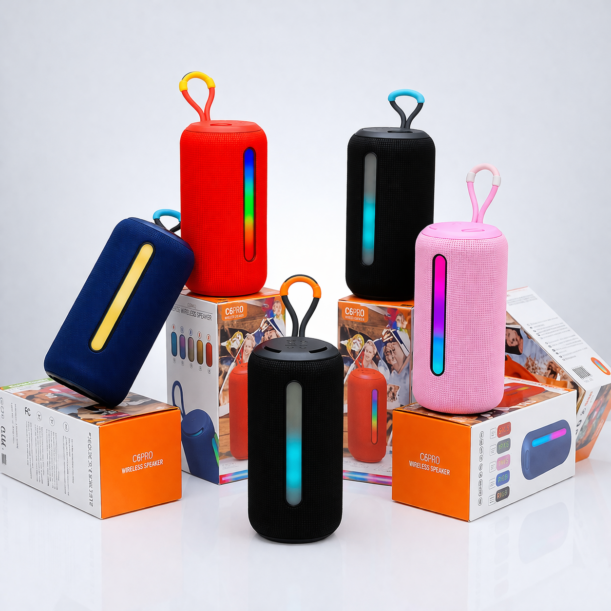 BS-09 Portable Wireless Speaker with RGB Lighting and Integrated Carry Loop