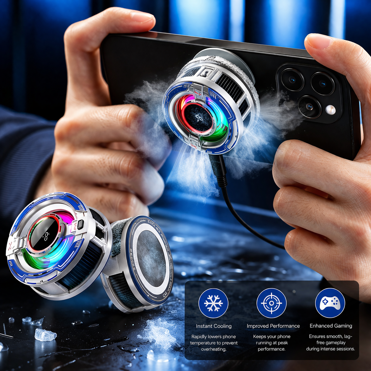 CX16 Magnetic RGB Mobile Phone Cooler – Fast Cooling Gaming Radiator for Smartphones