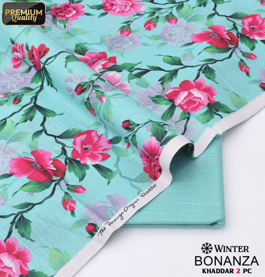 Winter Masterpiece | 2pcs sky blue khaddar suit | Bonanza