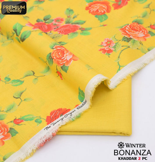 Yellow with minimal design | Khaddar suit | Bonanza's winter collection