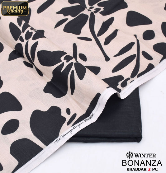 Black and Skin bonanza's khaddar 2pcs suit collection