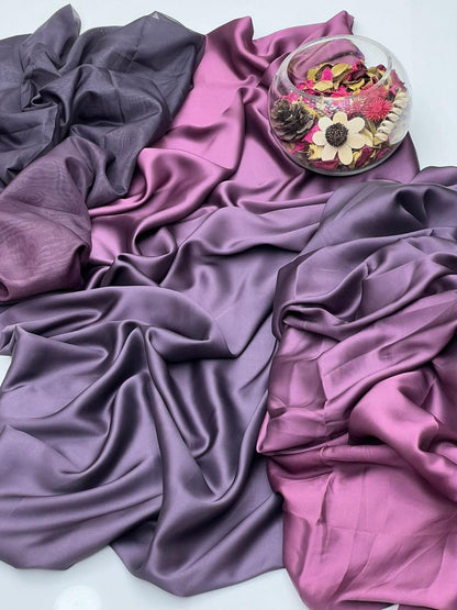 Purple Tie & Dye Digital Printed 3PC Shamooz Silk Set
