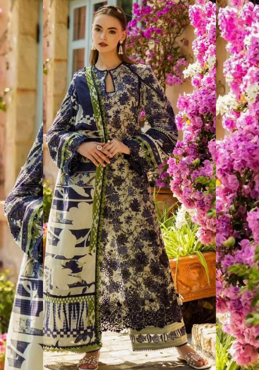 Maria.B khaddar collection | Purple & beige | 3pcs suit