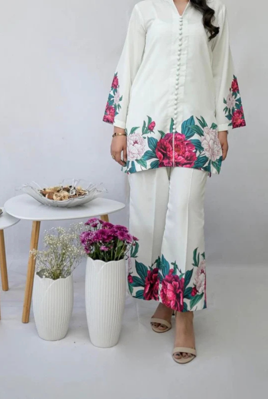 White  Printed 3-Piece Suit – Shamooz Silk Elegance