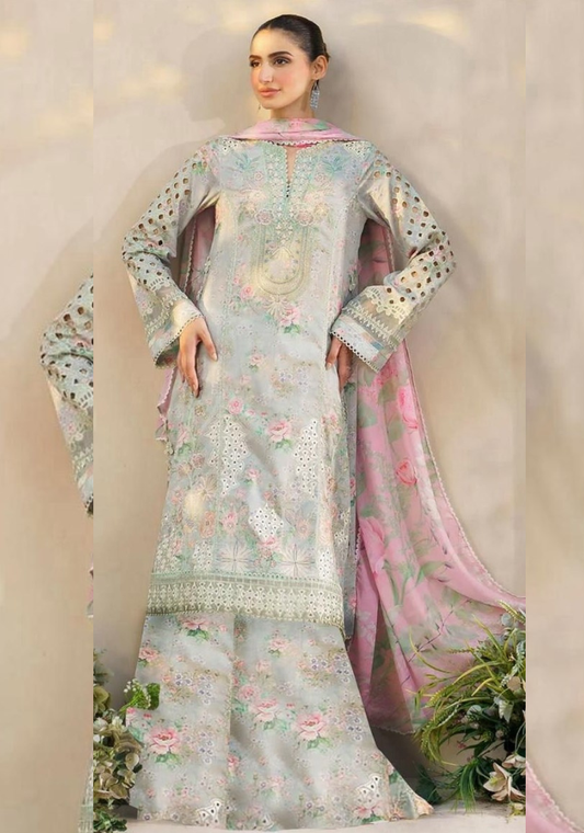 Iznik winter collection | Khaddar 2 pcs suit | Vibrant red & light grey