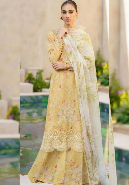 minimal design of citrine yellow | Iznik khaddar 3pcs collection